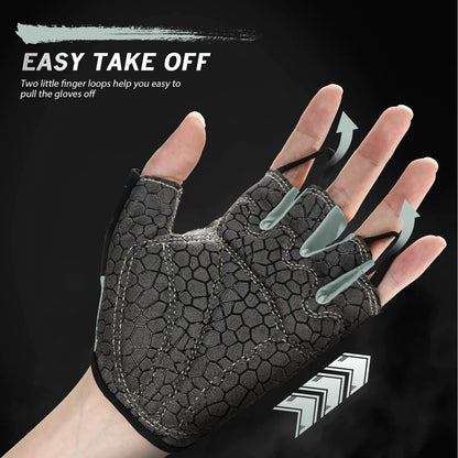 Bike Gloves Cycling Gloves Biking Gloves Bicycle Gloves for Men Women with Anti-Slip Shock-Absorbing Pad,Light Weight Half Finger Gloves for Cycling Workout Training Outdoor Black&gray X-Large