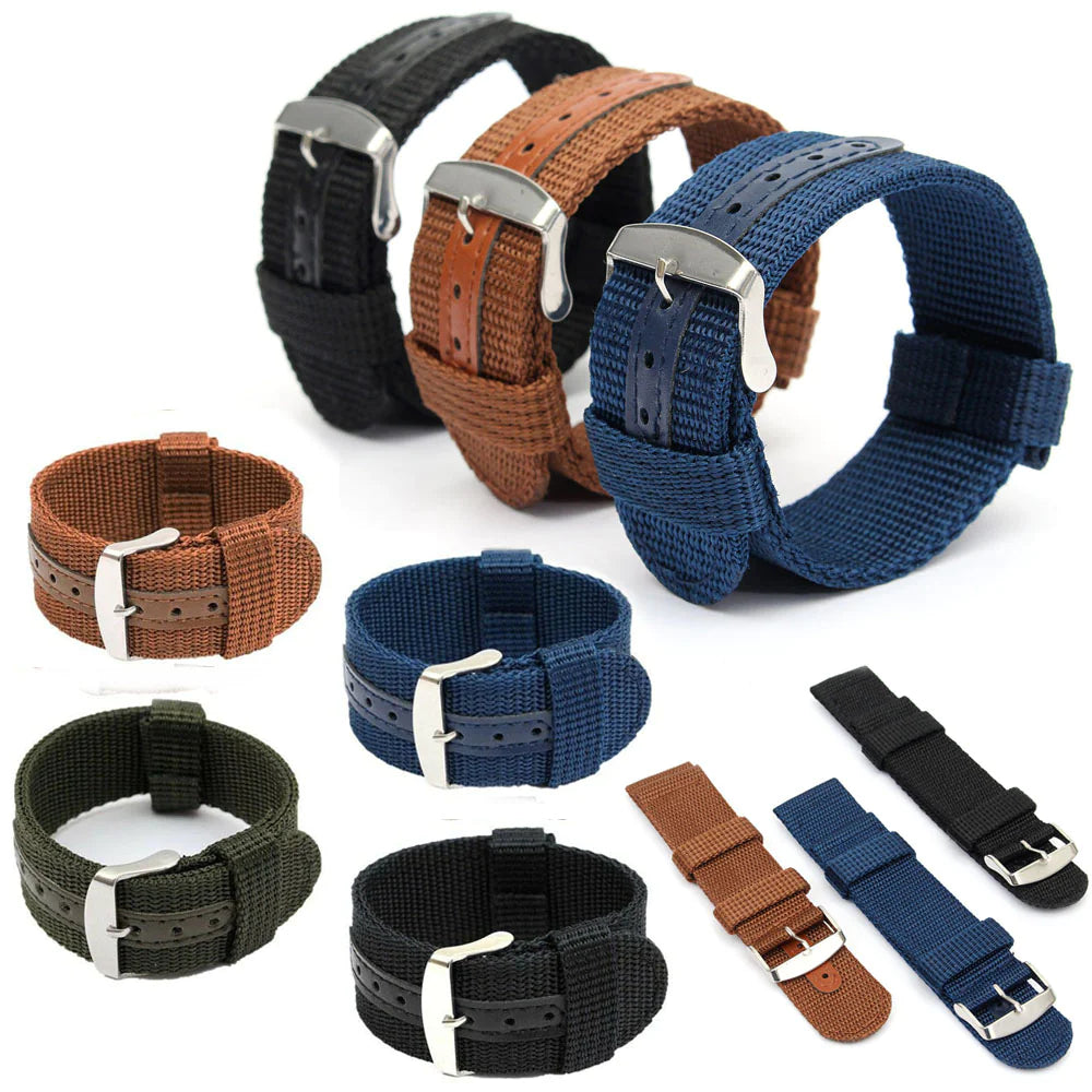 18mm 20mm 22mm 24mm Military Canvas Nylon Wrist Watch Band Strap Bracelet Sport