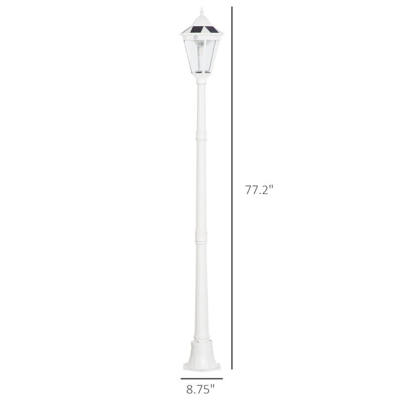 Outsunny 92.5" Outdoor Lamp Post Light, Solar-Powered Streetlight, w/ Clear Glass, Black by Dropsure