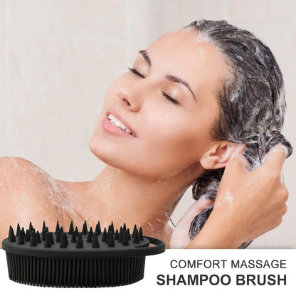 Upgrade Body Scrubber and Hair Shampoo Brush, All in One, Premium Silicone Loofah, Exfoliating Body Brush, Shower Scrubber for Body, Scalp Massager for Women, Men, Pet (1PC Black)