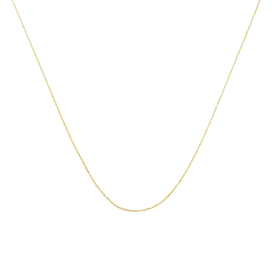 10K Gold 0.5 mm Slender & Dainty Fine Rope Chain Necklace - Anti Spier 