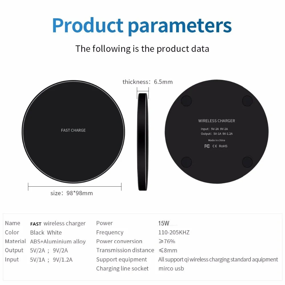 20W Qi Wireless Charger: Fast Charging for iPhone, Samsung, Xiaomi, Huawei, and More!