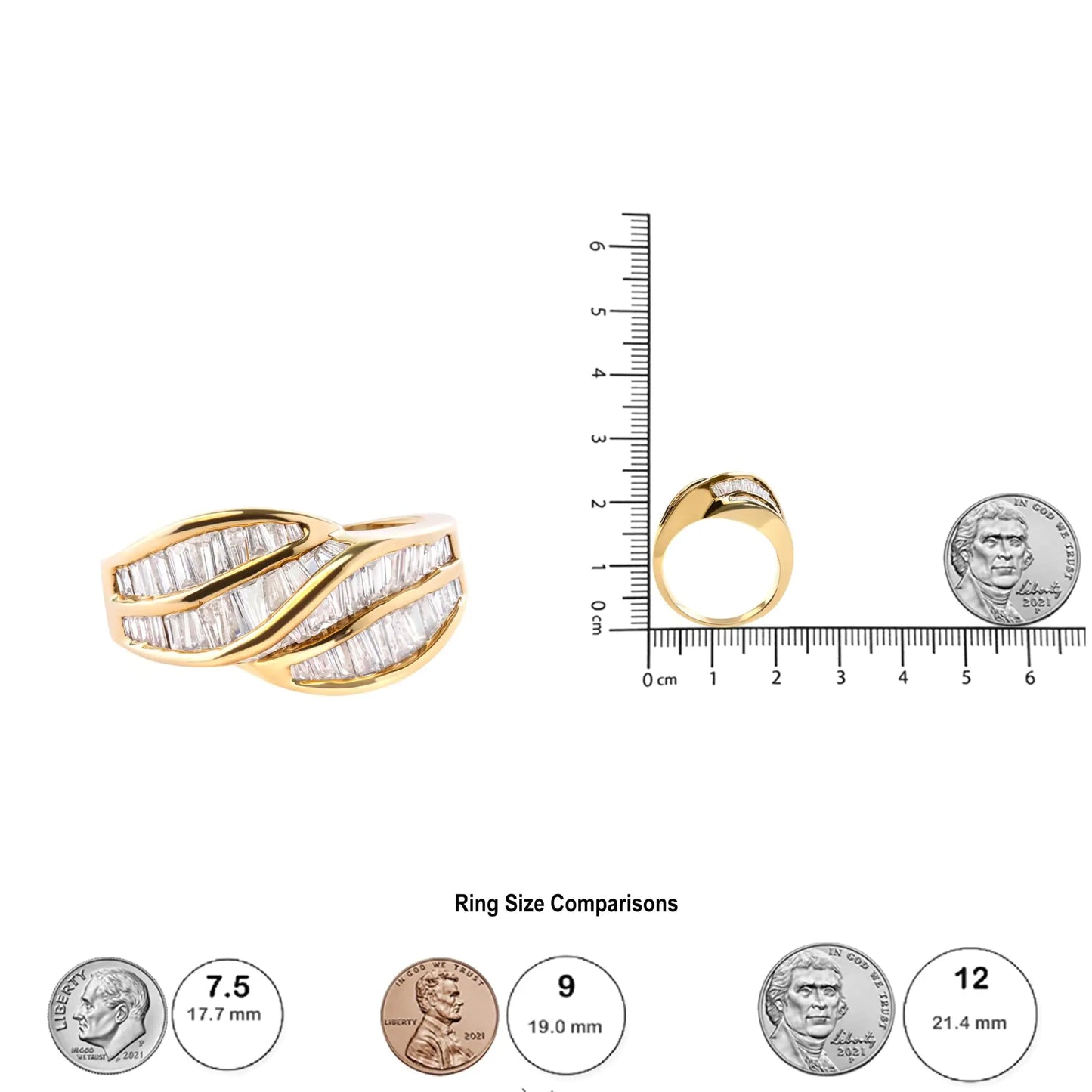 14K Yellow Gold Channel Set 1 1/3 Cttw Diamond Swirl and Weave Ring Band (H-I Color, SI1-SI2 Clarity) - Anti Spier 