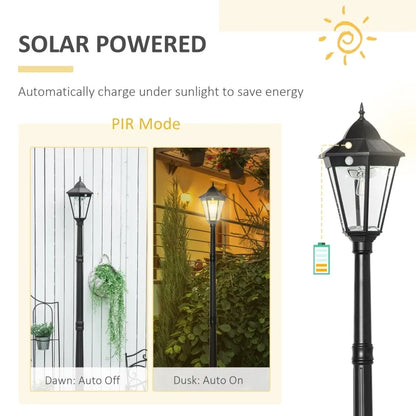 Outsunny 92.5" Outdoor Lamp Post Light, Solar-Powered Streetlight, w/ Clear Glass, Black by Dropsure