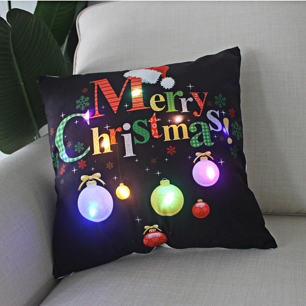 Super Soft Plush Christmas LED Lantern Pillowcase