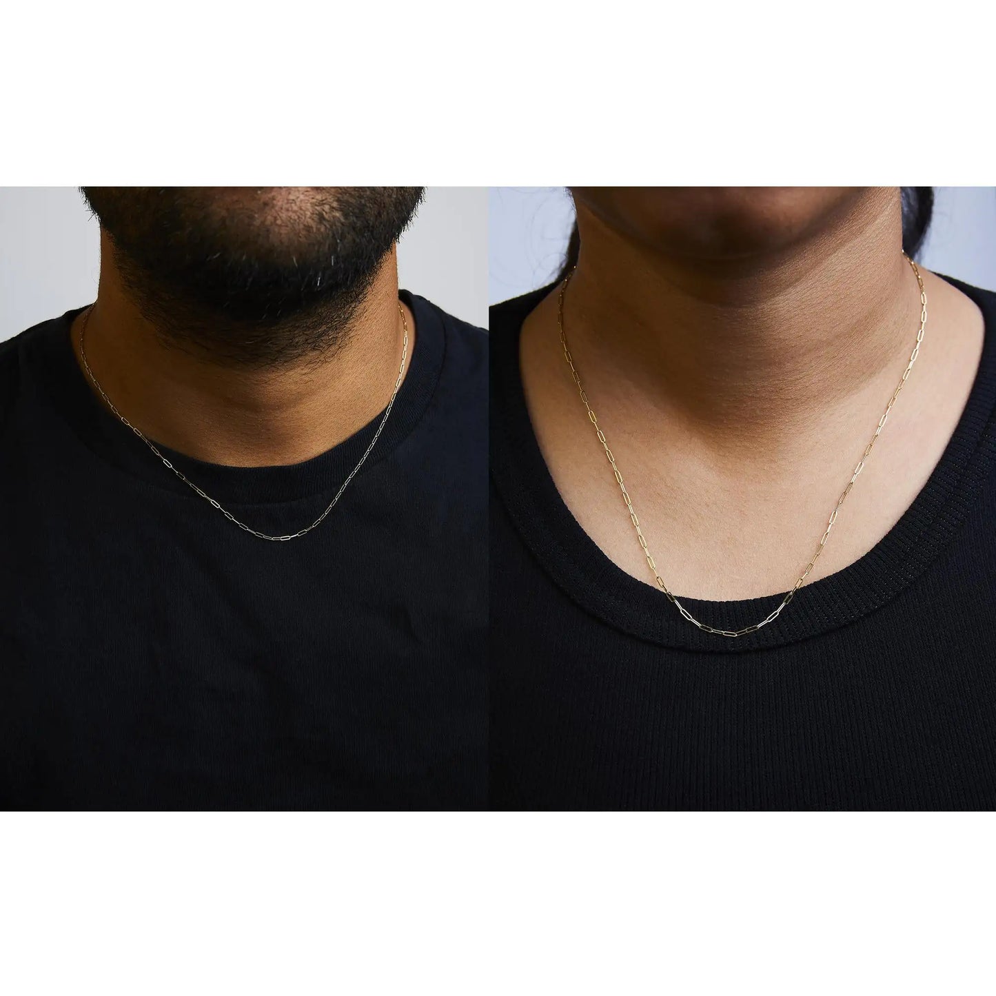 Unisex Solid 14K Gold 1.5mm Paperclip Chain Necklace - Choice of Length and Metal Color - Anti Spier 