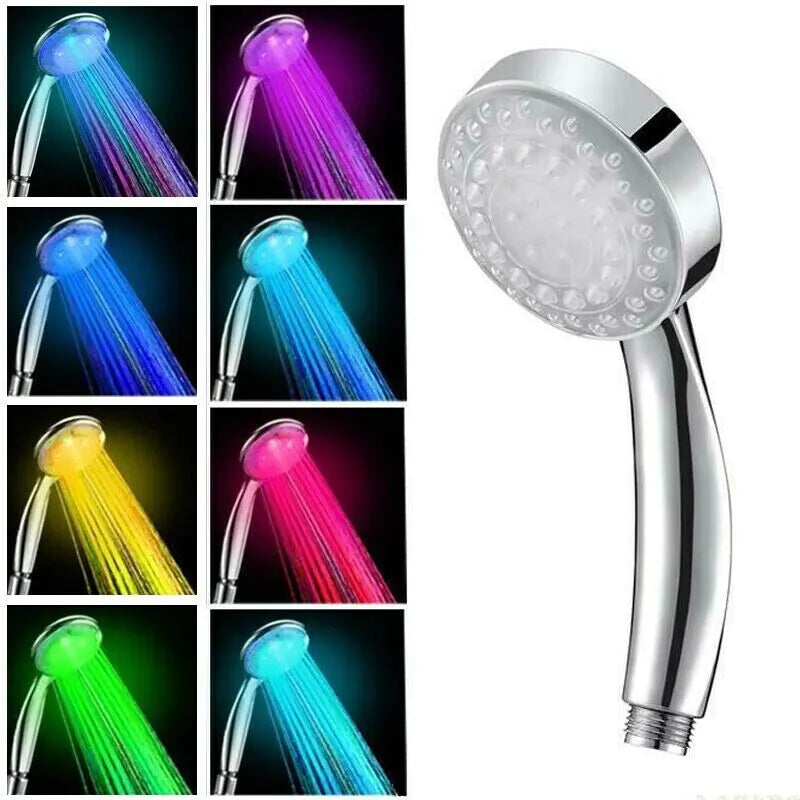 Handheld 7 Color Changing LED Light Water Bath Home Bathroom Shower Head Glow