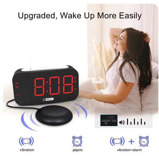 LED Digital Vibrating Alarm Clock for Heavy Sleepers