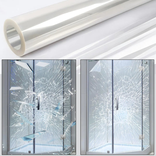 0.05mil Security Window Film 17.5in x 13.1ft Shatterproof Film Transparent Self-Adhesive Security Window Film 2Mil Anti Shatter Tempered Glass Film Glass protective window film for Home/Office
