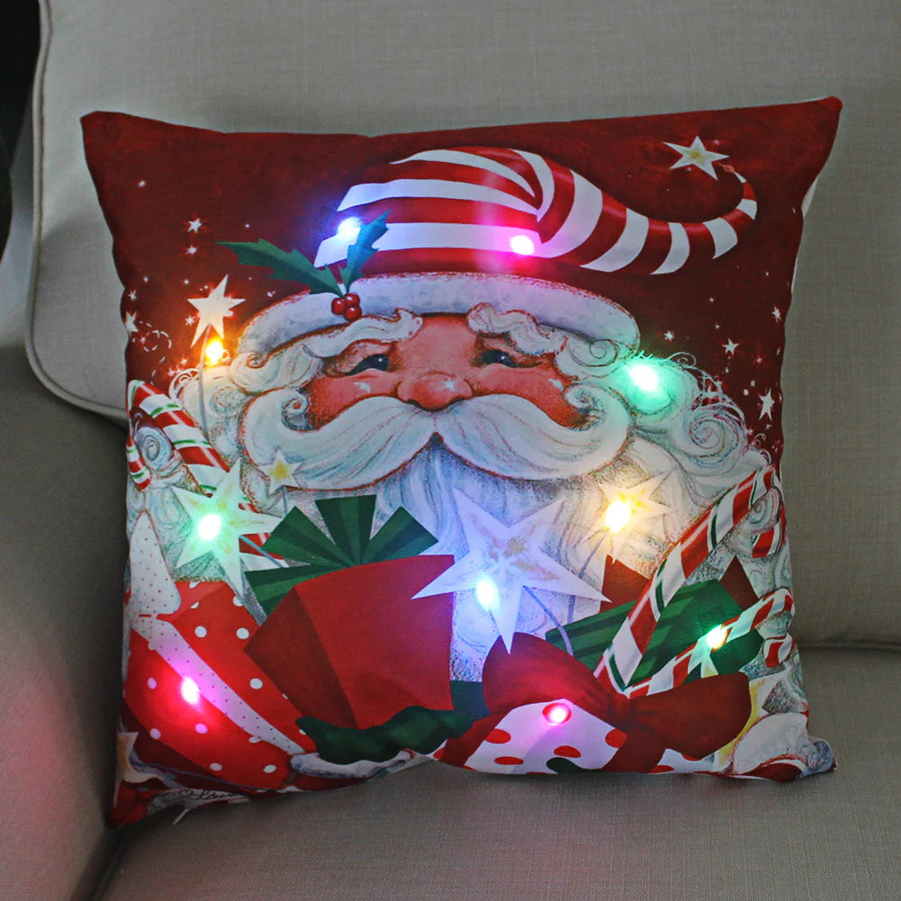 Super Soft Plush Christmas LED Lantern Pillowcase