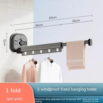 Retractable Aluminum Suction Cup Clothes Hanger