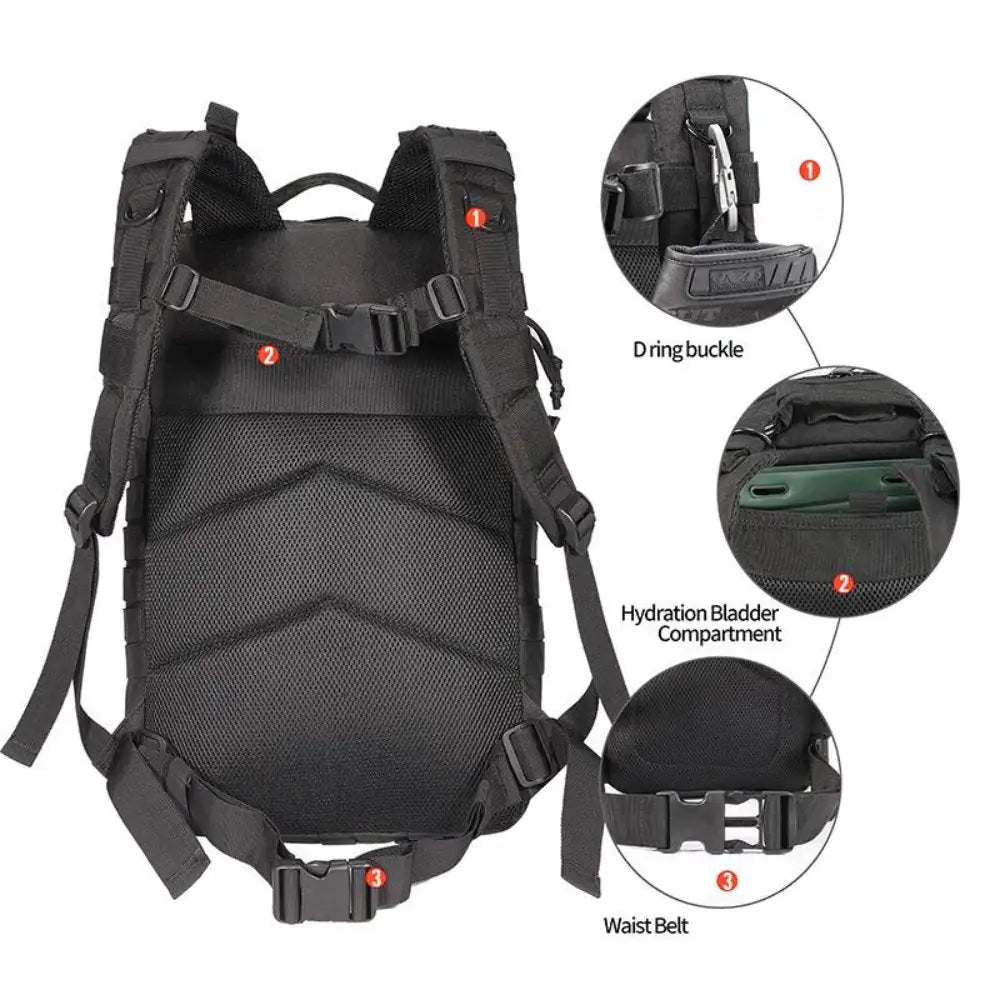 42L Tactical Backpack BagAnti Spier Anti Spier42L Tactical Backpack Bag with USA PatchWaterproof and Rip Proof
With multiple compartments, pouches and zip pockets.
High-quality brand zips and upgraded extra-durable plastic hardware.
MOLLE design an