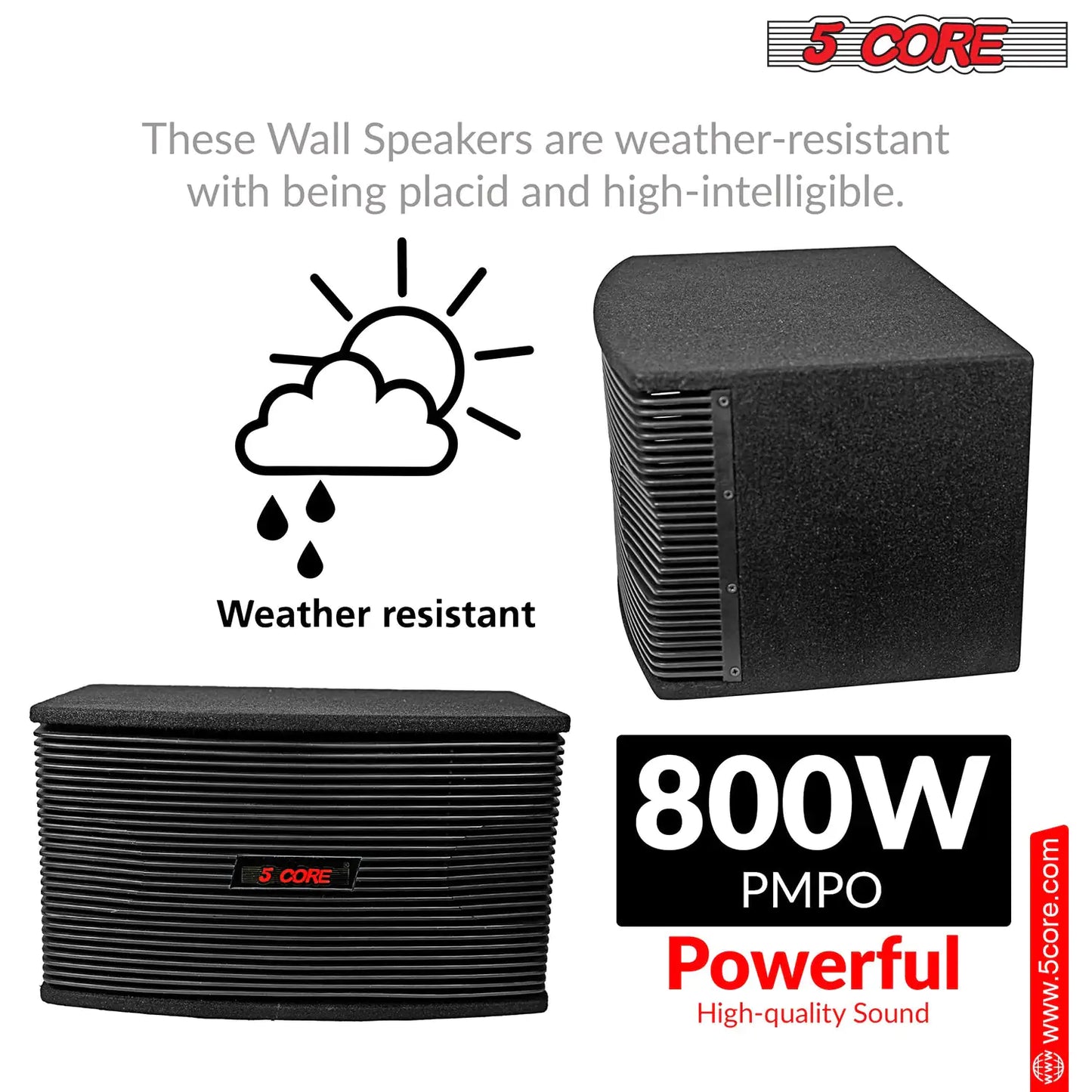 5Core Box Subwoofer for Car 1Pc Black 800W Peak Power 8 Inch Vented Trunk Speaker Woofer 8 Ohm