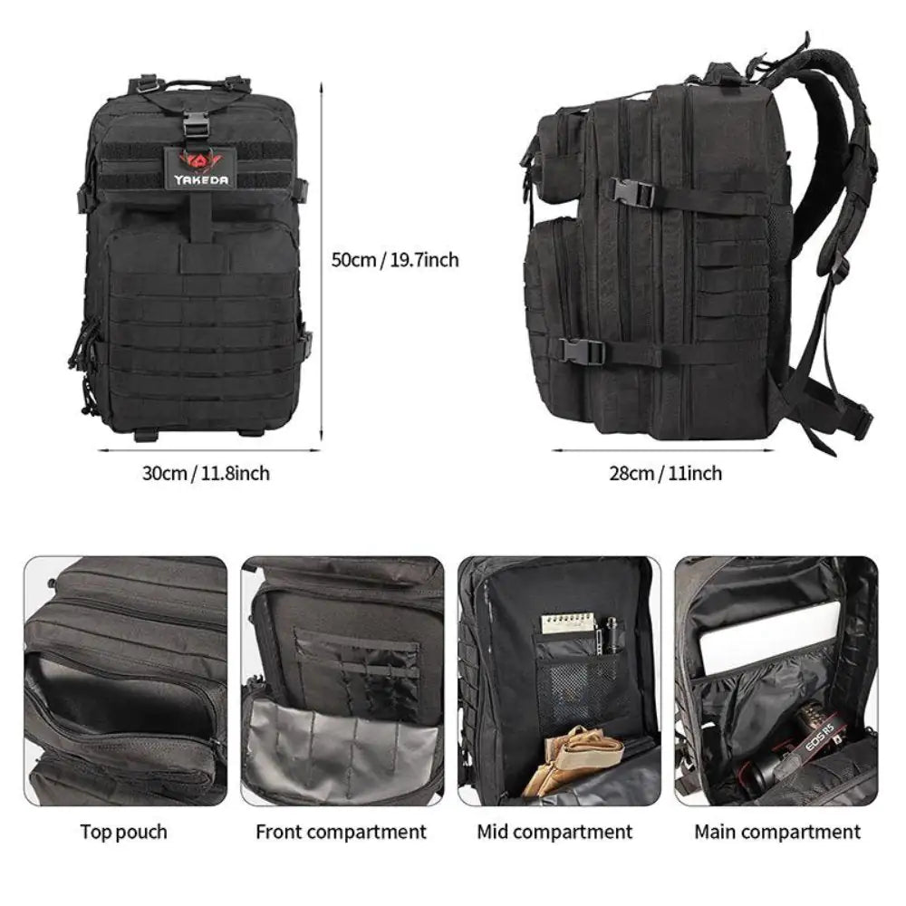 42L Tactical Backpack BagAnti Spier Anti Spier42L Tactical Backpack Bag with USA PatchWaterproof and Rip Proof
With multiple compartments, pouches and zip pockets.
High-quality brand zips and upgraded extra-durable plastic hardware.
MOLLE design an