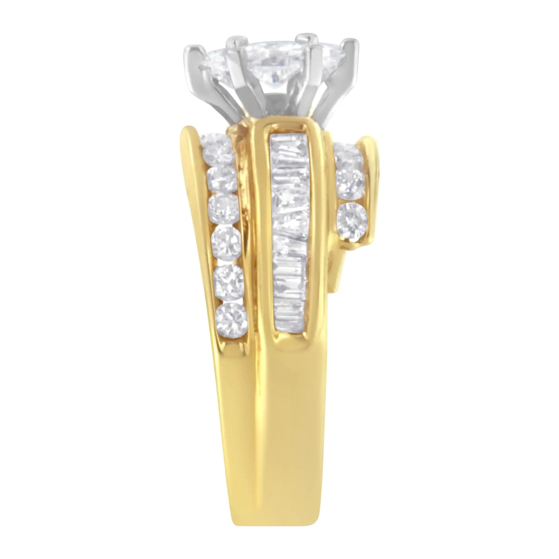 14KT Two-Toned Diamond Cocktail Ring (1 1/3 cttw, H-I Color, SI1-SI2 Clarity) - Anti Spier 