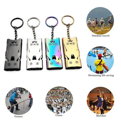 1Pcs Double Pipe Whistle Pendant Keychain High Decibel Portable Outdoor Survival Emergency Camping Tool Multifunction Whistle