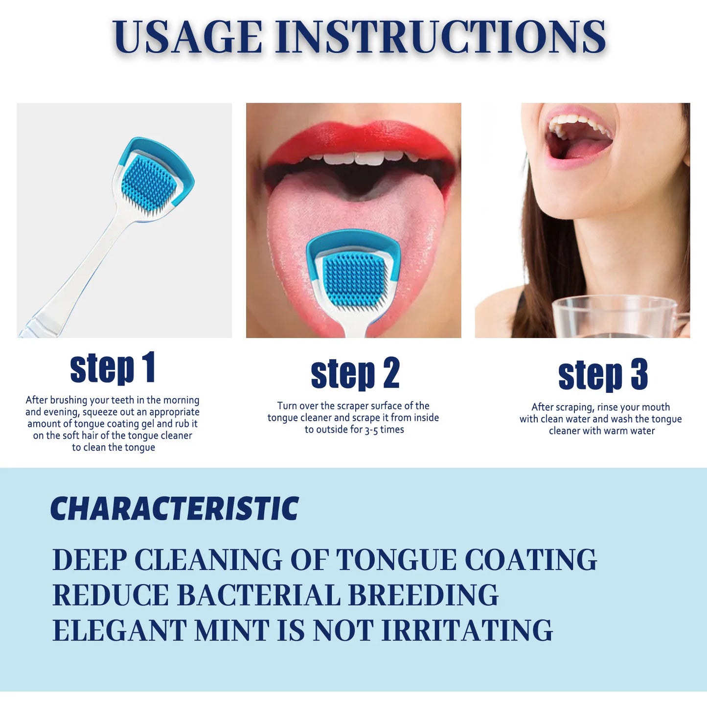 Tongue Cleansing Gel Tongue Coating Removal Kit Removing Thick White Tongue Coating,Balance Flora Freshing Breath Oral Care Tool