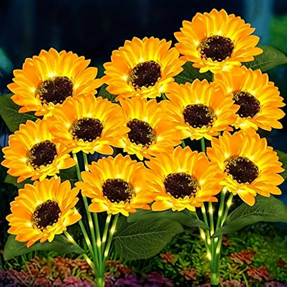 4Pack Solar Sunflower Lights Outdoor Flower Garden Stake Lights Waterproof Thanksgiving Decor for Grave Pathway Wedding Party