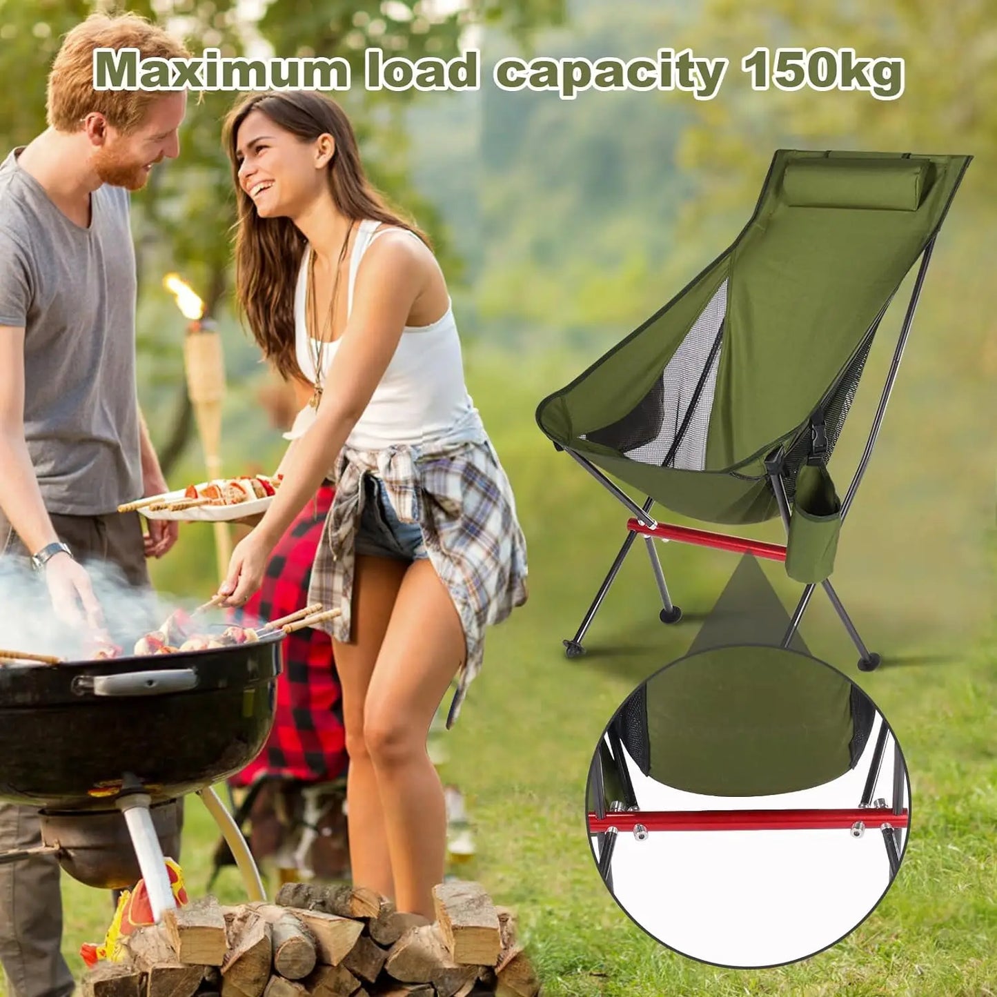 Outdoor Camping Ultralight Folding Chair Travel Chair Fishing BBQ Hiking Strong High Load 150kg Beach Oxford Cloth Fishing Chair