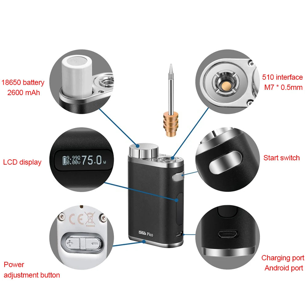 Rechargeable Soldering Iron Wireless Battery Soldering Iron With USB Charging 1w75w High Power With 3 Tips For Outdoor Soldering