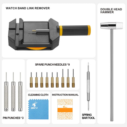 JOREST Watch Link Removal Kit, Resizing Tool for Bracelet Adjustment & Replacement, Pin Remover for Sizing Strap, Watch Adjuster, Hammer for Watch Repair, Adjust Band, with User Manual, Punches Orange