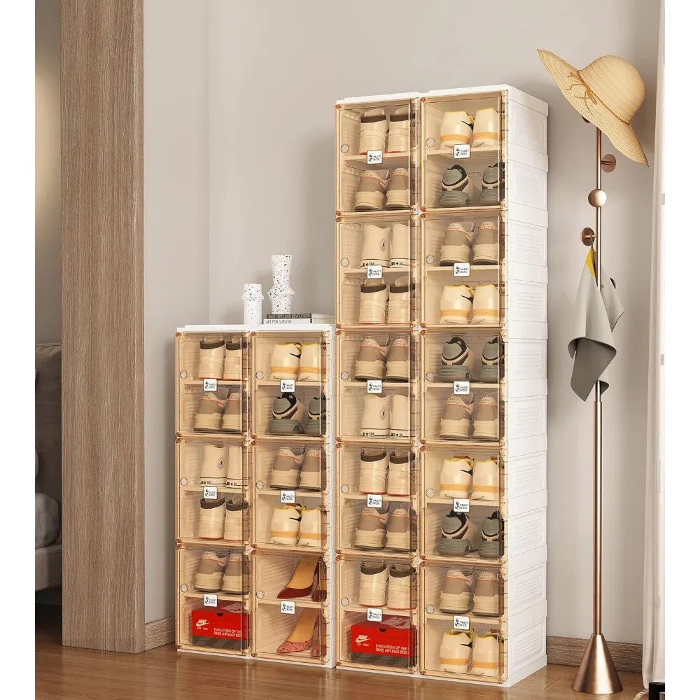 Shoe Cabinet Storage Box, Portable Folding Shoe Rack, Large Sports Shoes Cabinet Box Strong and Easy To Assemble 8-16 Grids