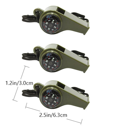 3 Pcs Compass Whistle Rescue Multifunction Camping Outdoor Survival Thermometer