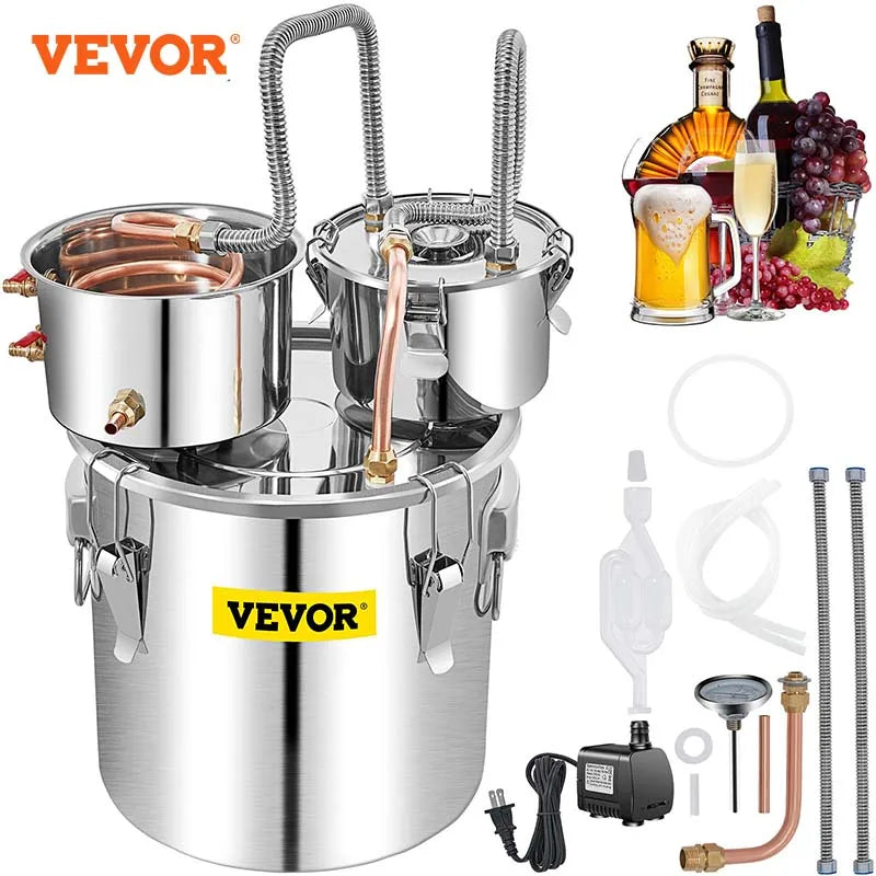 VEVOR Distiller Alcohol Brewing Still 12/20/30/50L Stainless Steel Alcohol Distiller Wine Making Boiler for Whisky Beer Brandy