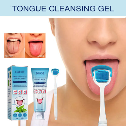 Tongue Cleansing Gel Tongue Coating Removal Kit Removing Thick White Tongue Coating,Balance Flora Freshing Breath Oral Care Tool