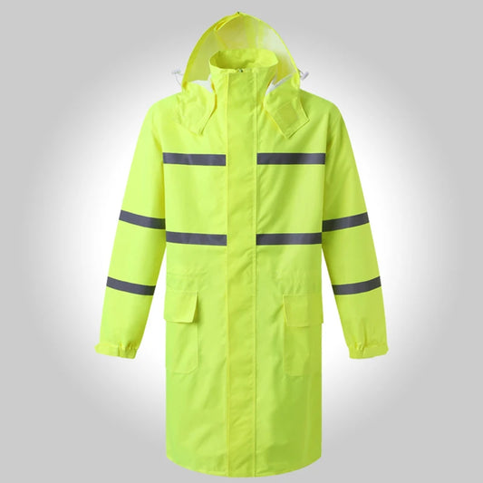 Hi Vis Rain Jacket Reflective Safety Long Rain Coat for Men And Women