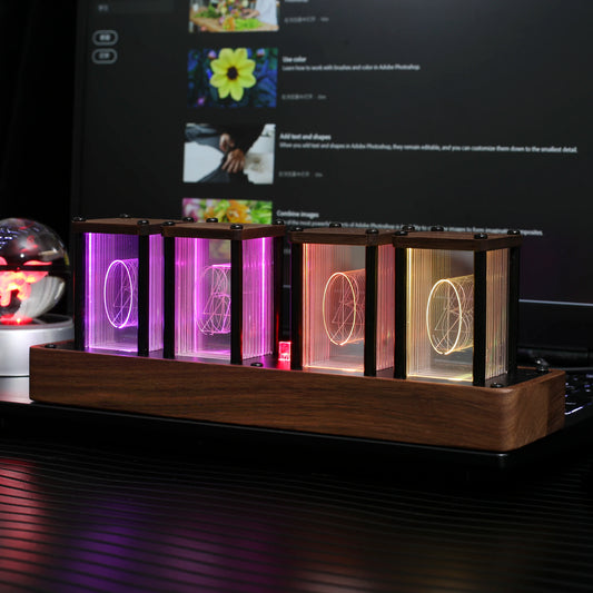 Clocteck Nixie Tube Clock Wifi Digital RGB LED Desk Large Display rgb Clock for Bedroom desk No Assembly Required - Vintage Gift