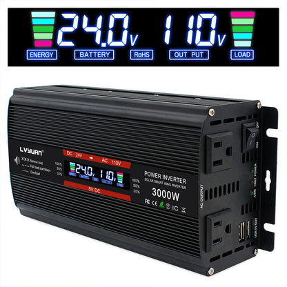 1500W/3000W Inverter Modified Sine Wave Inverter DC12VAC 110V Outdoor Working Power Converter With LCD Display