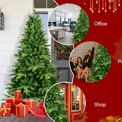 5ft / 6ft / 7ft Pre-lit Artificial Christmas Tree Automatic Open PE/PVC Mixed Flocking Xmas Tree LEDS Lights Xmas Ornaments