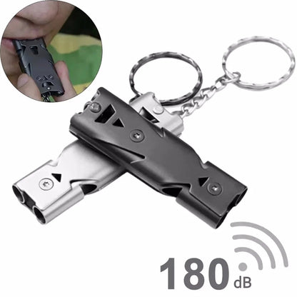 1Pcs Double Pipe Whistle Pendant Keychain High Decibel Portable Outdoor Survival Emergency Camping Tool Multifunction Whistle