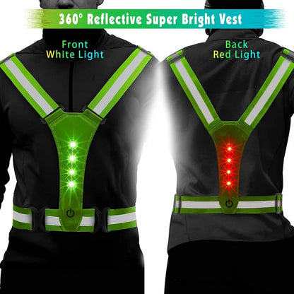 LED Reflective Running Vest,Adjustable Elastic Running Safety Gear LED Light Up Vest Perfect for Running,Walking,Cycling