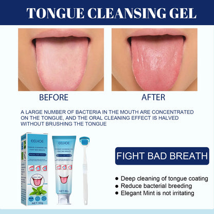 Tongue Cleansing Gel Tongue Coating Removal Kit Removing Thick White Tongue Coating,Balance Flora Freshing Breath Oral Care Tool