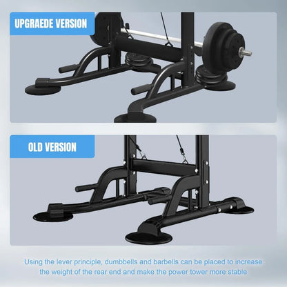 Pull Up Dip Station for Home Gym, Power Tower with Backrest, Adjustable Height Pull Up Bar Stand