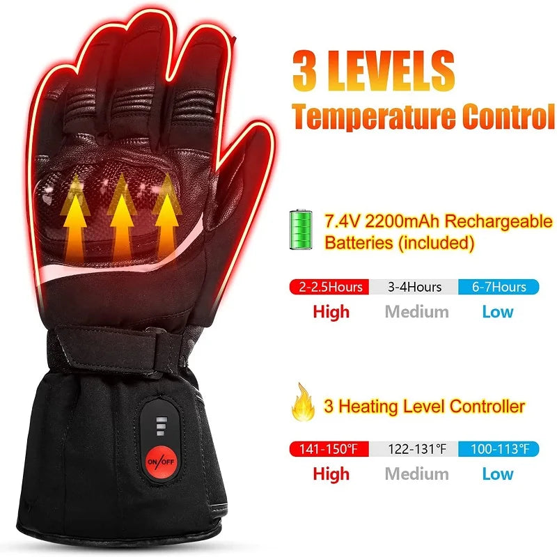 Savior Heat Winter Motorcycle Heated Gloves 7.4V Safe Outdoors Sports Electric Heating Waterproof Windproof KNUCKLE EN13594