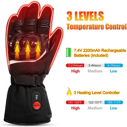 Savior Heat Winter Motorcycle Heated Gloves 7.4V Safe Outdoors Sports Electric Heating Waterproof Windproof KNUCKLE EN13594