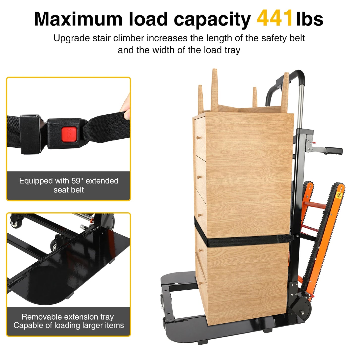 Electric Stair Climbing Hand Trucks 440-880lb Capacity Aluminum Stair Climber Dolly Moving Heavy for Moving Furniture Logistics