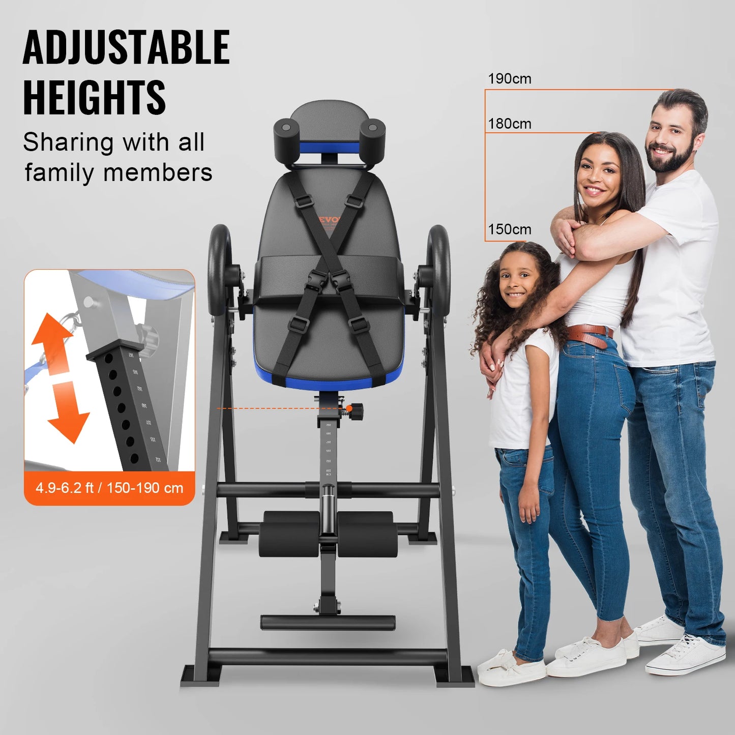 VEVOR Inversion Table Heavy Duty Inversion Table Decompression Back Stretcher Machine Strength Training Equipment with Headrest