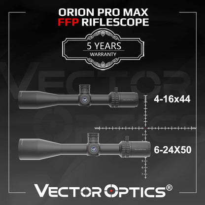 Vector Optics Orion Pro MAX 4-16x44/6-24x50 FFP Riflescope With Large Elevation Adjust Range&Zero Stop For Competition,Hunting