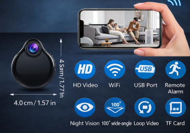 WIFI Wireless Wearable Body Micro Camera Motion Sensor Video Voice Recorder Home Security Camcorders, Webcam Built in Battery