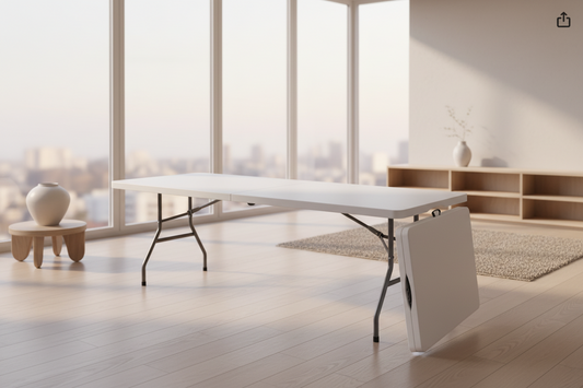 3/4/6/8ft Fold-in-Half Adjustable Folding Table Portable