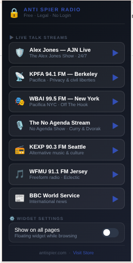 Anti Spier Radio 24/7 Non Stop Access Browser Extension