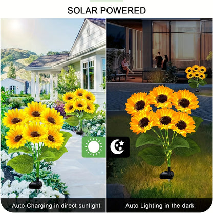 4Pack Solar Sunflower Lights Outdoor Flower Garden Stake Lights Waterproof Thanksgiving Decor for Grave Pathway Wedding Party