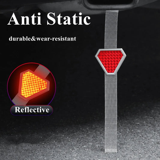 1Pc Auto Anti- Static Metal Strap Car Reflective Warning Electrostatic Strip Vehicle Ground Wire Safety Warning Chain