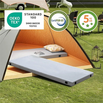 Memory Foam Camping Mattress 2.5 inch, Kids Portable Roll Up Camping Sleep Topper with Waterproof and Non-Slip Bottom