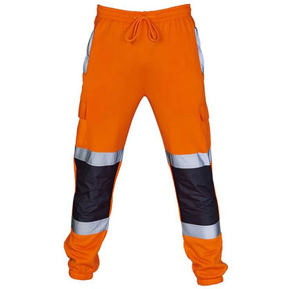 Mens Work Uniform Bottoms Safety Sweat Pants Striped Reflective Pants Loose Mens Jogging Trousers Joggers Patchwork Workwear