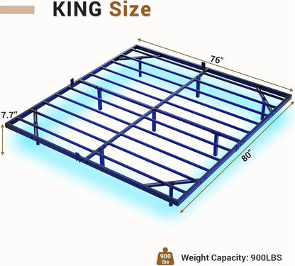 Hasuit Floating Bed Frame King Size with LED Lights, Metal Platform King Bed, No Box Spring Needed, Easy to Assemble (King)